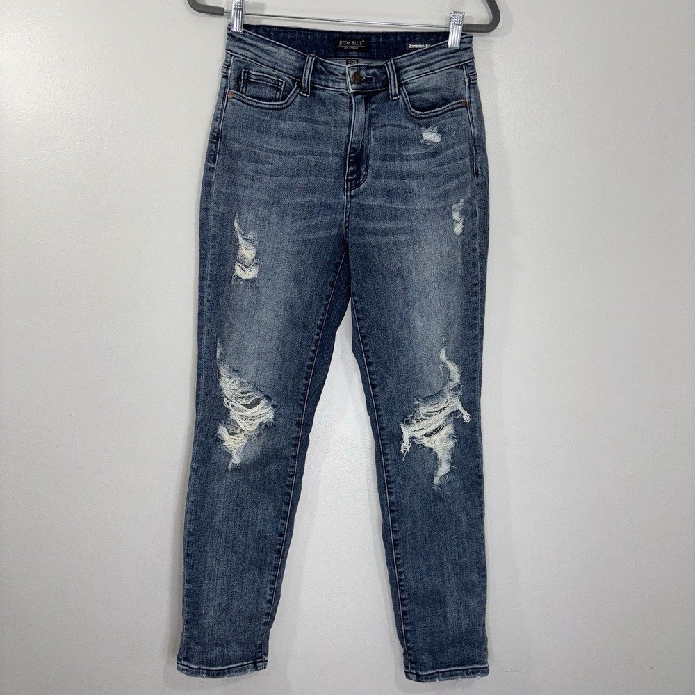 Judy Blue Jeans Womens 3/26 Blue Boyfriend Fit Jeans Stretch Denim